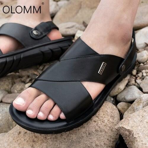 Мужские кожаные сандали OloMM China At AliExpress
