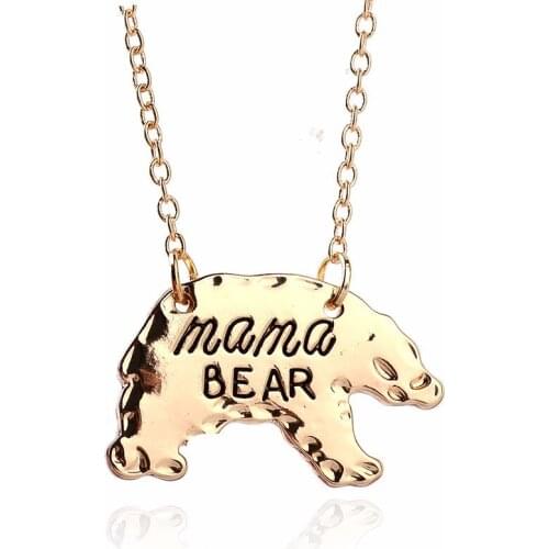 Mama Bear Necklace Mother Pendant Chain Necklace Mothers Day Gift For Mom Fashion Jewelry Charm Family