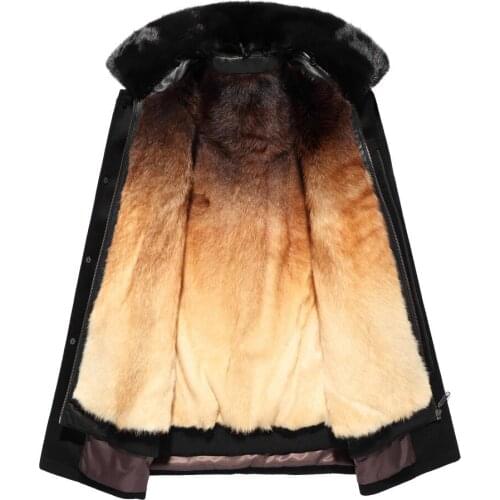 Parka Homme Winter Jacket Natural Wolf Liner Wool Coat Men Mink Fur Collar Luxury Jackets LSY088257 MY1497