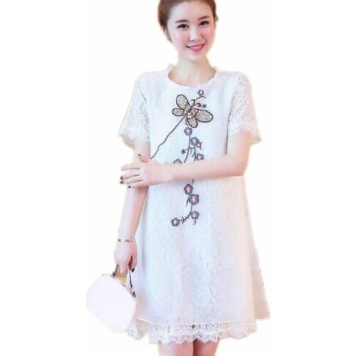 Maternity Dresses for women Vestidos Pregnancy Plus Size Dress Embroidery Loose Lace pregnant dress Dresses Maternity Clothes