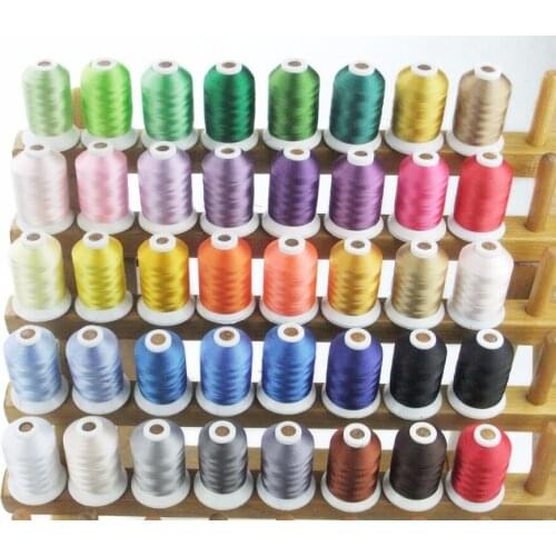 Popular Brother color embroidery thread 1000m/cone, 40 assorted colors in box