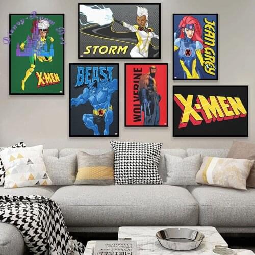 Marvel Superhero Canvas Poster Decor Wall Art Canvas Wall Cartoon X-men Decor Home Wall Art Paint Canvas Poster Kids Room Decor