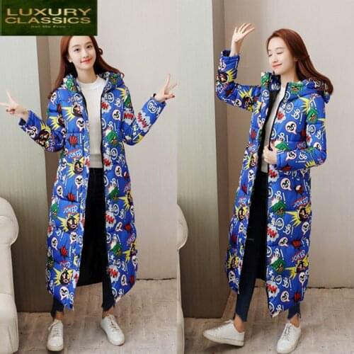 Winter Thick Jacket Warm Women 2021 New Parkas X-Long Down Cotton Padded Coat Winter Clothes Female Hooded Tops LWL954