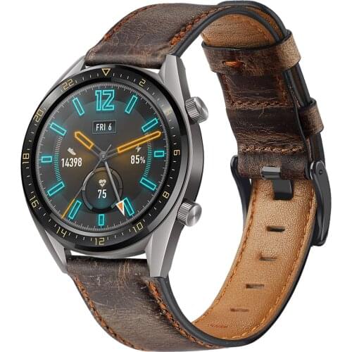 Men Watch Band Oil Wax Smart Leather Watchbands Compatible with Huawei Watch WATCH GT/GT2/ GT2E Replacement Wristband WB264