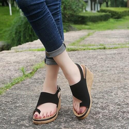 2021 Sandals Womens Summer shoes New Womens Shoes Open Sandals Wedges Shoes Roman PU Sandals Ladies Slipper footwear