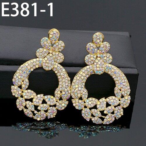 Women Earrings 2020 Dangle Drop Earrings African Dubai Nigerian Rhinestone Gold Earrings Luxury Wedding Party Gift Jewelry