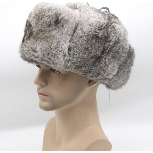 Natural rabbit fur Lei Feng hat mens hat autumn and winter warm thick Russian fur real rabbit fur ear cap outdoor locomotive