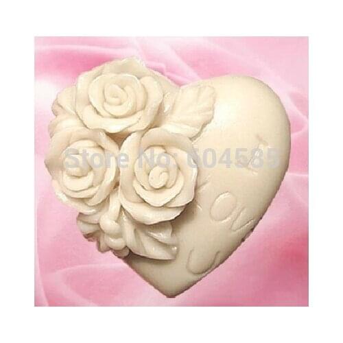 Rose Decoration Heart Silicone Soap mold Craft Molds DIY Mould