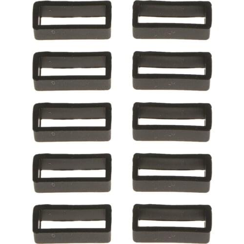 10pcs 20mm Black Rubber Replacement Watch Band Strap Loops End Watch Accessories