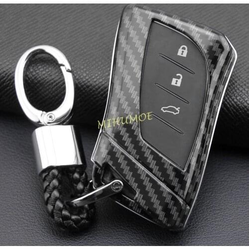 Carbon Fiber Car Key Fob Ring Chain Cover Case Shell For Lexus ES LC LS UX 2017 2018 2019 2020