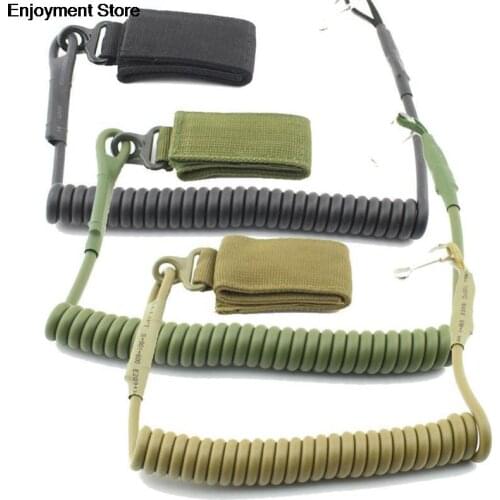 Molle Airsoft Coil Sling Military Elastic Spring Rope Belt Backpack Lanyard Strap Bag Hand Shooting Hunt Pistol Tool Drop