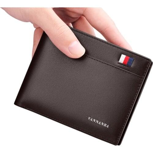 High-end international brand leather wallet mens short multi-card slot large-capacity card holder driving license leather case