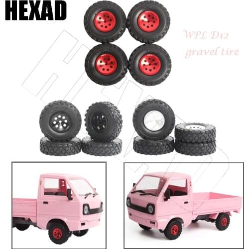 WPL D12 Off-Road Climbing Remote Control Truck 4 Upgraded Metal Wheels, Rubber Gravel Tires, RC Car Spare Parts, Childrens Toys