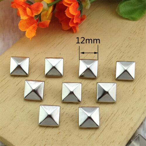 1000pcs Pyramid Riveter 12mm Silver Punk Square Studs Nickel Claws Rivets Leather Crafts DIY Spikes Accessary