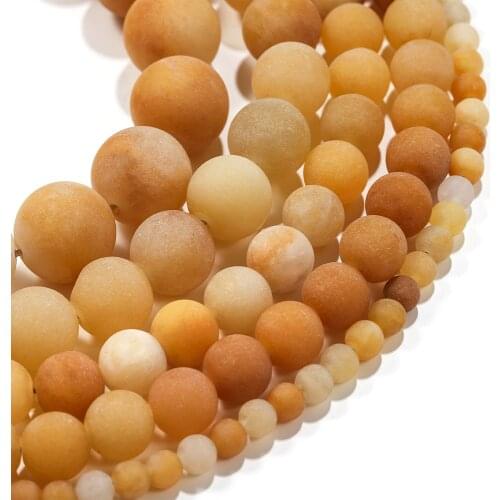 1strand/lot 4/6/8/10mm Yellow Matte River stone Natural Stone Round Loose Spacer Beads For DIY Bracelet Jewelry Makings Supplies