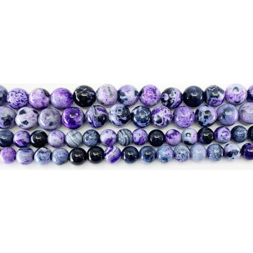 1 strand/lot 6 8 10 mm Natural Purple Flame Agates Stone Bead Round Loose Spacer Beads For Jewelry Making Findings DIY Bracelet