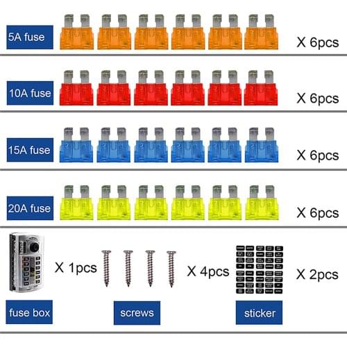 12-way Independent High Current Blade Fuse Block Car Fuse Box Block Holder with LED Indicator set for Automotive Car Bus Yacht