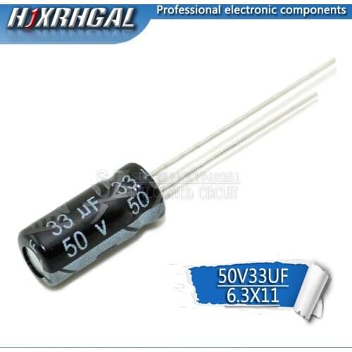 20pcs 50V 33UF Aluminum electrolytic capacitor 33uF 50V 6.3*11 Electrolytic capacitor hjxrhgal