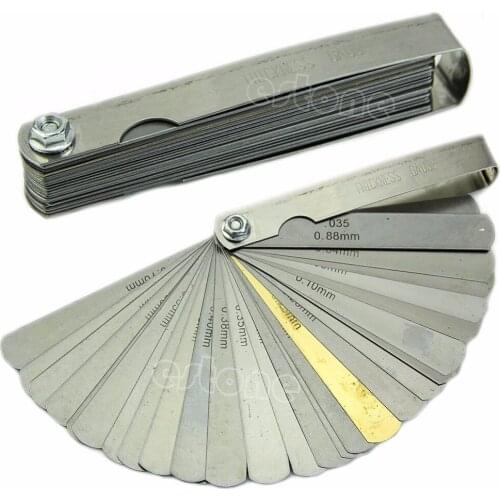 2018 32 Blade Laser 2481 Feeler Gauge Tune Up Thickness Set IMP/METRIC + BRASS S08 Wholesale&DropShip