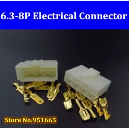 300pcs/lot 6.3 terminal 8Pin 8-Pin 2*4Pin male and female connector plastic shell with spring terminals for cars/motorcycle