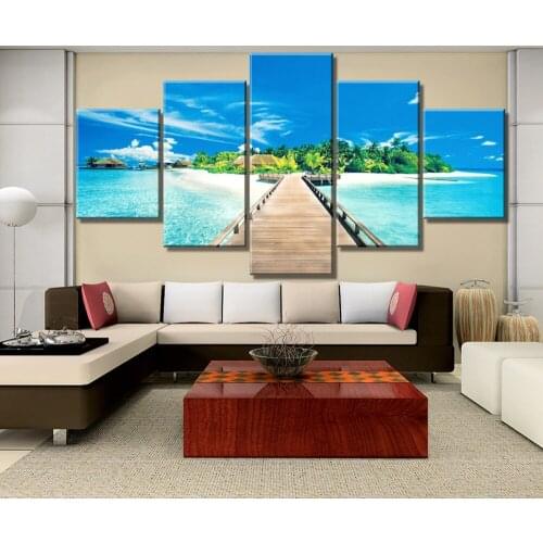 5 Piece HD Print Bridge To forest Paradise Picture Cuadros Landscape Canvas Wall Art Home Decor For Living Room Canvas Painting