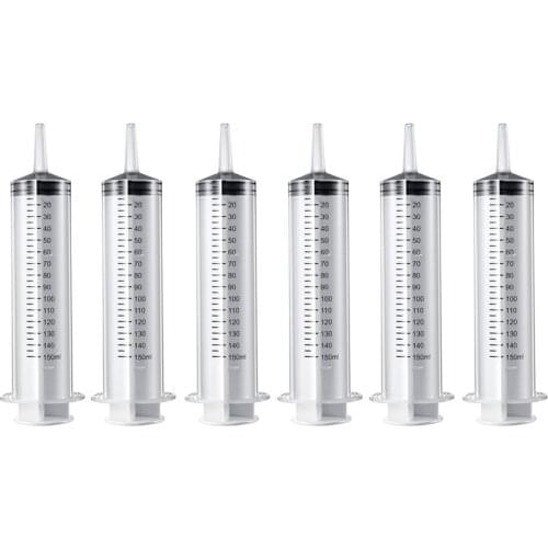 6PCS 150 ML Large Injection Tool, Plastic Garden Industrial Injection Tool for Scientific Labs, Measuring, Watering