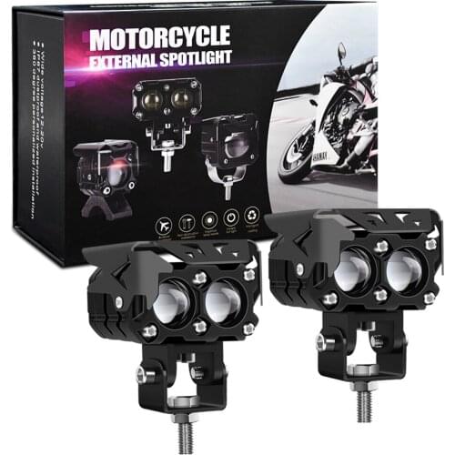 9-30V 6000LM LED Motorcycle Auxiliary Light White Amber Hi Lo Beam Projector Light Spotlight Fog Light for Motorcycle 4x4 Trucks