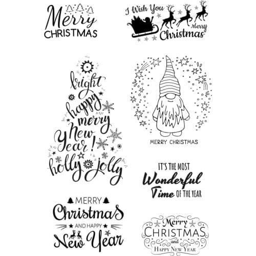 AZSG Merry Christmas Wishes Deer Clear Stamps For DIY Scrapbooking Decorative Card Making Crafts Fun Decoration Supplies 10*15cm