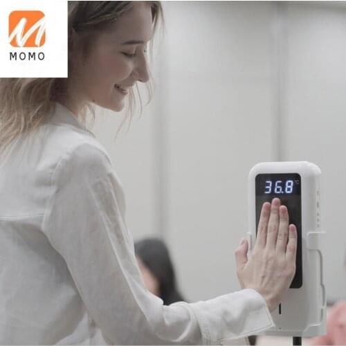 Touchless Floor Stand Body Temperature Thermometer Detector with Automatic Hand Sanitizer Soap Dispenser