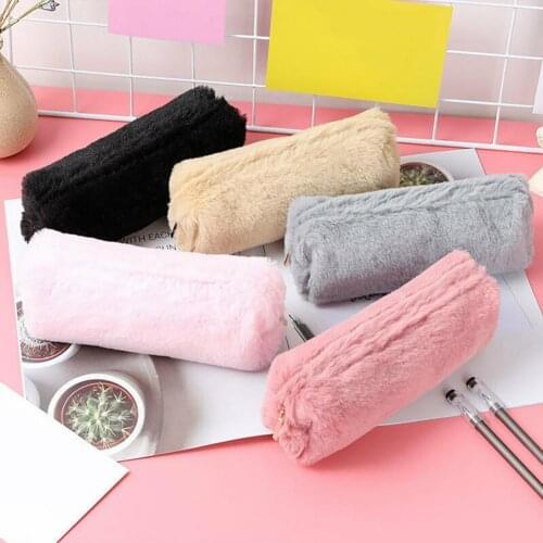 Colorful Plush cute Pencil Case School Bag Stationery Pencilcase Cute Girls School Supplies Tools storage holder pouch
