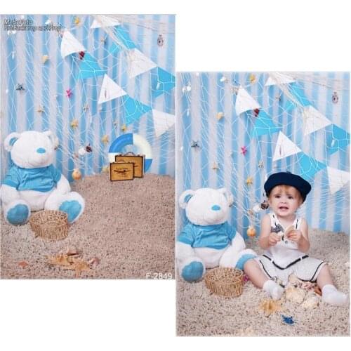 DAWNKNOW Blue Flags Vinyl Photography Background For Children Party New Fabric Polyester Backdrop For photo studio Props 2849