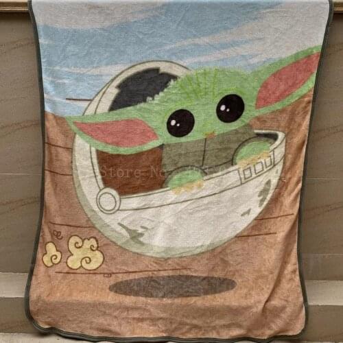 Baby Yoda Spiderman Stitch Blanket Frozen Princess Flannel Throw Sofa Blankets 100x130cm Body Cover for Boys Girls Babies Crib