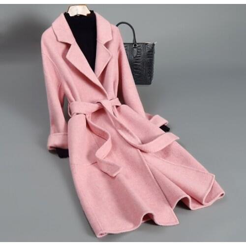 Elegant Wool Coat Female Autumn Winter Clothes 2020 Korean Vintage Long Woolen Jacket Fashion Ladies Blend Coat Abrigo Mujer 916