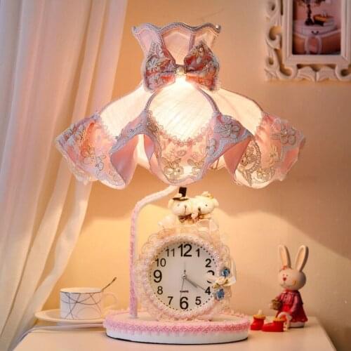 European bedroom bedside lamp princess room girl pink childrens lace table lamp birthday wedding gift table lamp LB022110