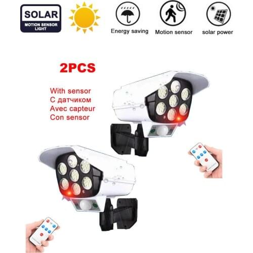 2pcs remote solar fake monitor dummy camera Lamp Garden Lights motion sensor for Outdoor Square Fairy Lights for Party Balcony s