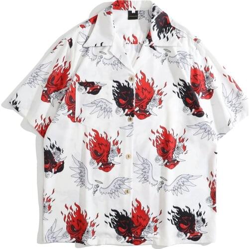 Hip Hop Hawaiian Shirt Devil Full Print Shirts Harajuku Gothic Streetwear Casual Loose Summer Fashion Short Sleeve Beach shirts