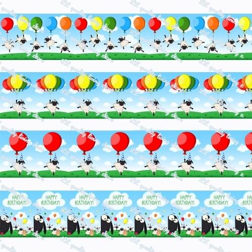 WL Sheep Playing with Balloon Printing Grosgrain Ribbon Diy Party Wedding Decoration Hair Accessories Gift Wrapping Ribbon