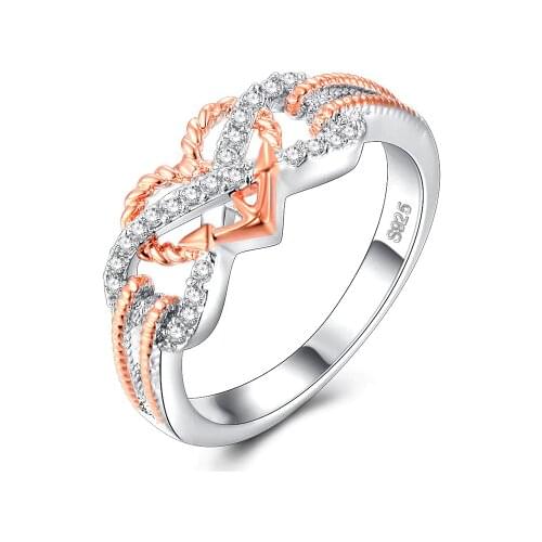 Hot 2018 New Pave Zircon Endless Love Heart Shaped Wedding Rings Plata Aneis women Jewelry Commitment Rings Bridal Jewelry