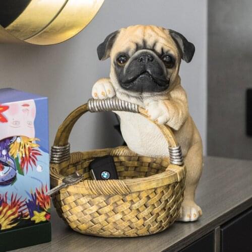 Cute Dog Storage Box Entrance Key Storage Ornaments Modern Home Living Room Decoration Resin Storage Basket Desktop Organizer