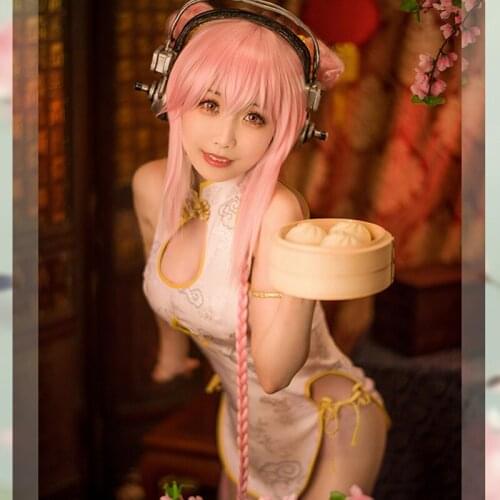 Cartoon Anime SUPERSONICO cos Halloween party cosplay cartoon set Chinese style Japanese sexy cheongsam costume Free shipping
