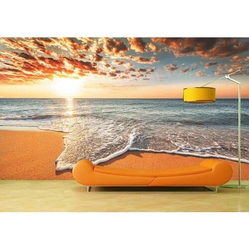 Custom Wallpaper Murals Wall Modern Sunset Seaside Beach Self Adhesive Vinyl Wall Sticker Poster Wall Paper Home Decor