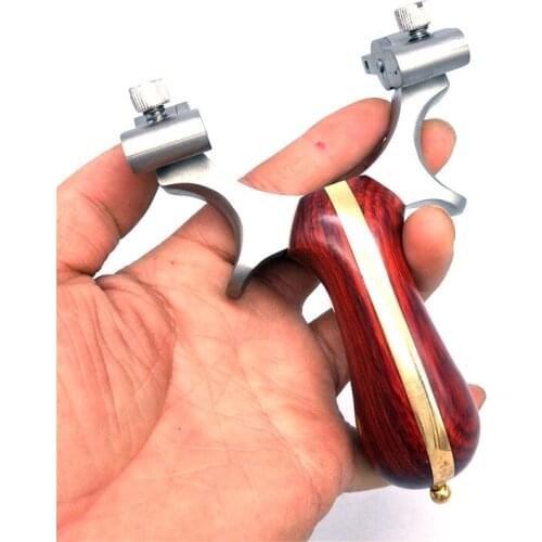 New Stainless Steel Slingshot Hunting Catapult Profession Rosewood Handle Precision Outdoor Shooting with Rubber Band