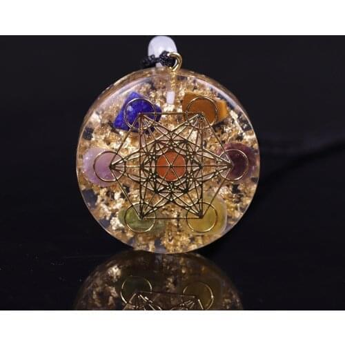 Orgone Pendant Rainbow Crystal Stones Chakra Reiki Healing Energy Generator EMF Radiation Protection Orgonite Necklace
