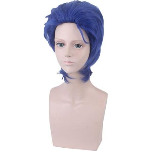 Jonathan Joestar Wig Royal Blue Anime JOJOs Bizarre Adventure Akatsuki Cosplay Hair Synthetic Cosplay Wig 40cm