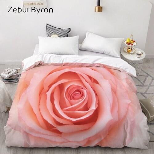 3D HD Print Custom Duvet Cover,Comforter/Quilt/Blanket case 140x200/220x240/200x200/Queen/King,Bedding Pink Rose,drop ship