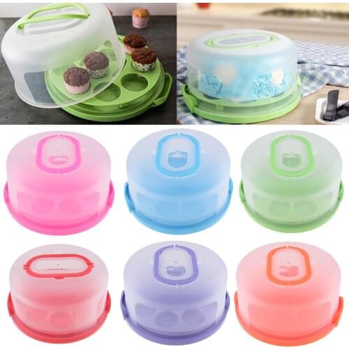 Portable Cake Cupcake Carrier Latching Cake Server Plastic Storage Box Tray