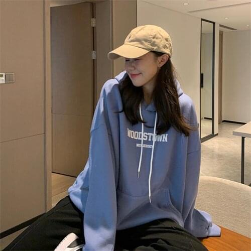 Letter Casual Loose Sweatshirt Female Korean Kawaii Womens Sweatshirts Japanese Harajuku Ulzzang Vintage Clothing For Women