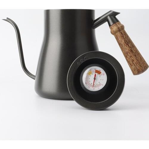 Hand coffee pot hanging ear coffee drip coffee stainless steel with thermometer swan beak thin mouth pot black coating