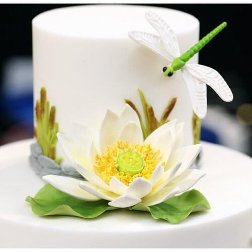 Silicone Fondant Cake Mold Dragonfly Grass for Cake Decoration Molds Handmade Soap Making Decorated Moulds PRZY Eco-friendly