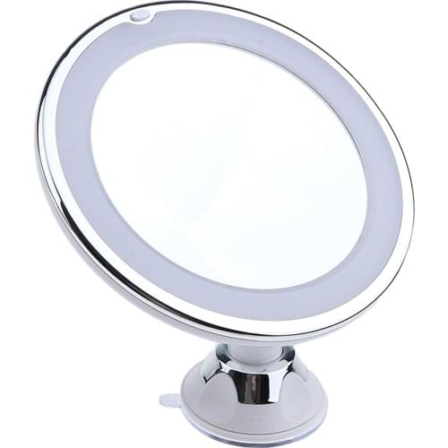 LED 10x Magnifying Makeup Mirror Bathroom Magnification Vanity Mirror Shaving 360° Swivel Lock with Suction Cup